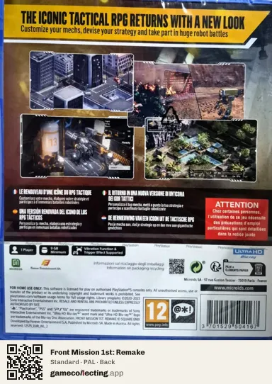 Front Mission 1st: Remake PlayStation 5, PAL box back