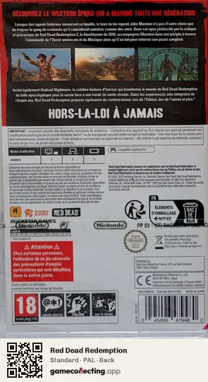 Red Dead Redemption Nintendo Switch, PAL box back