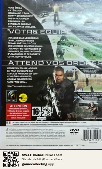 SWAT: Global Strike Team PlayStation 2, France box back
