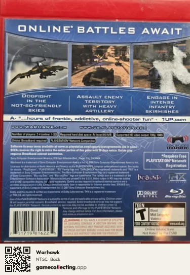 Warhawk PlayStation 3, NTSC box back