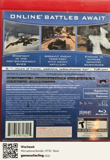 Warhawk PlayStation 3, NTSC box back