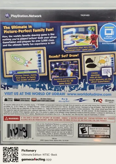 Pictionary PlayStation 3, NTSC box back