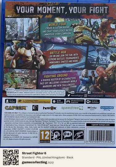 Street Fighter 6 PlayStation 5, United Kingdom box back