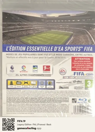 FIFA 19 PlayStation 3, France box back