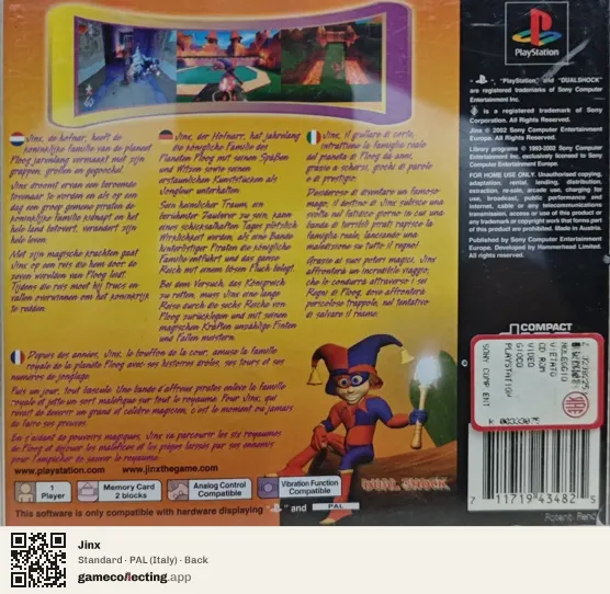 Jinx PlayStation, Italy box back