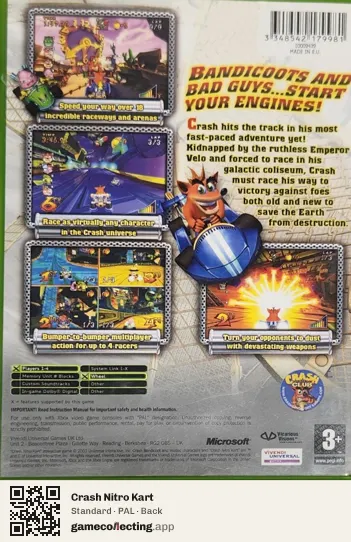 Crash Nitro Kart Xbox, PAL box back
