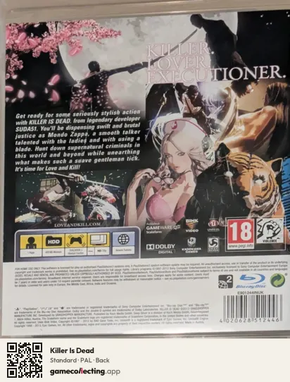 Killer Is Dead PlayStation 3, PAL box back