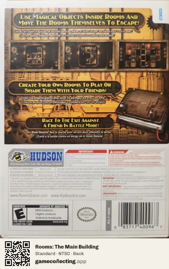 Rooms: The Main Building Nintendo Wii, NTSC box back