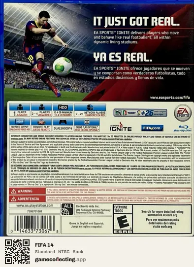 FIFA 14 PlayStation 4, NTSC box back