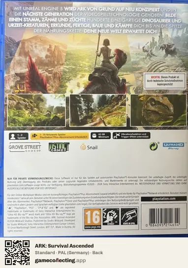 ARK: Survival Ascended PlayStation 5, Germany box back