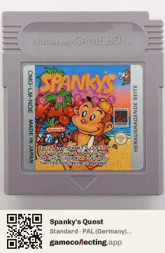 Spanky's Quest Game Boy, PAL cartridge label