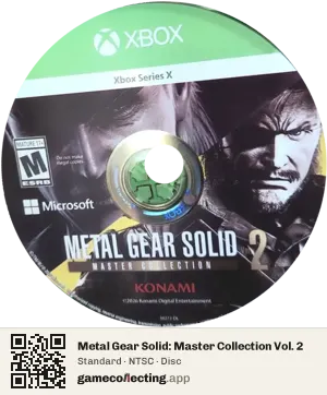 Metal Gear Solid: Master Collection Vol. 2 Xbox Series X, NTSC disc