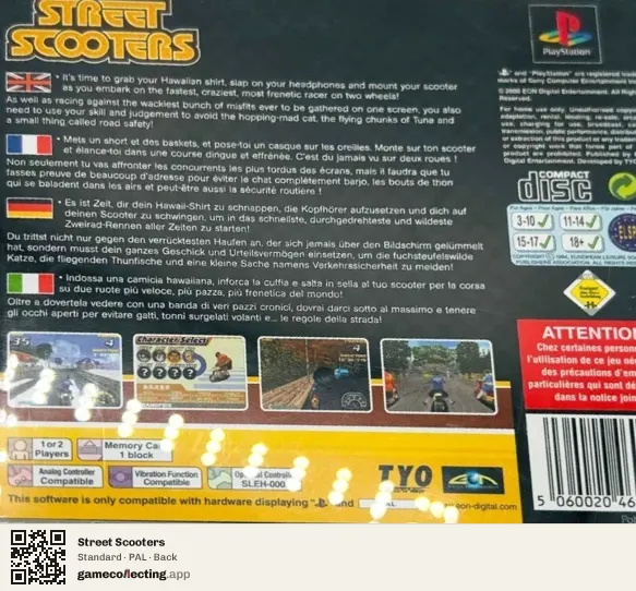 Street Scooters PlayStation, PAL box back