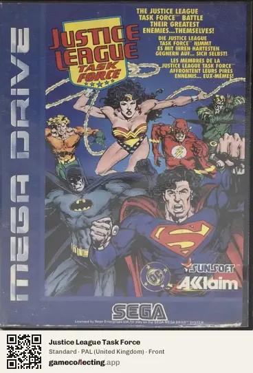 Justice League Task Force Sega Mega Drive / Genesis, United Kingdom box front