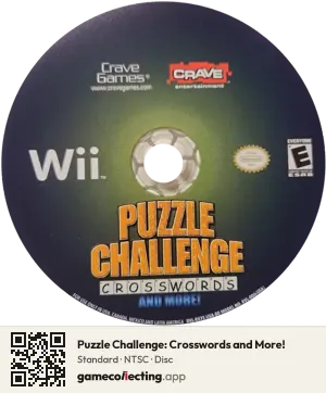 Puzzle Challenge: Crosswords and More! Nintendo Wii, NTSC disc