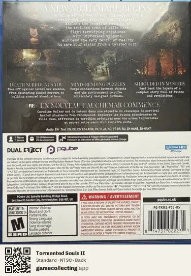 Tormented Souls II PlayStation 5, NTSC box back