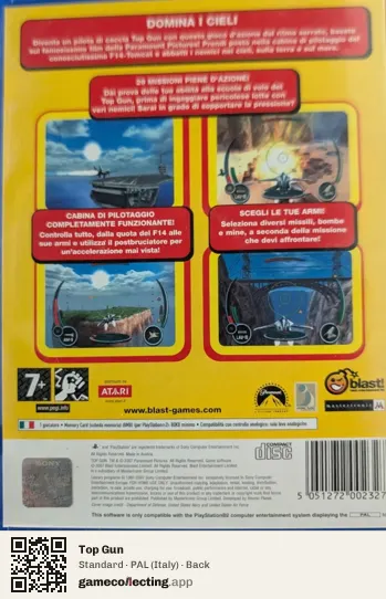 Top Gun PlayStation 2, Italy box back