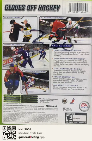 NHL 2004 Xbox, NTSC box back