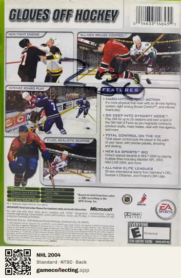 NHL 2004 Xbox, NTSC box back