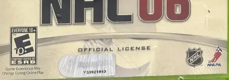 NHL 06, the ESRB box on its front
