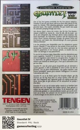 Gauntlet IV Sega Mega Drive / Genesis, PAL box back