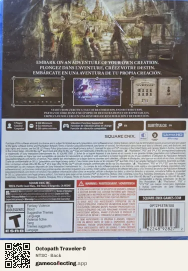 Octopath Traveler 0 PlayStation 5, NTSC box back