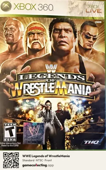 WWE Legends of WrestleMania Xbox 360, NTSC box front