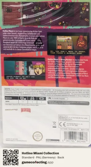 Hotline Miami Collection Nintendo Switch, Germany box back