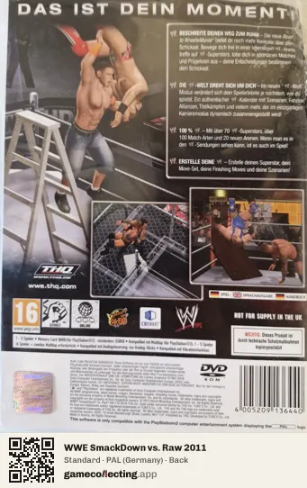 WWE SmackDown vs. Raw 2011 PlayStation 2, Germany box back
