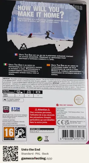 Unto the End Nintendo Switch, PAL box back