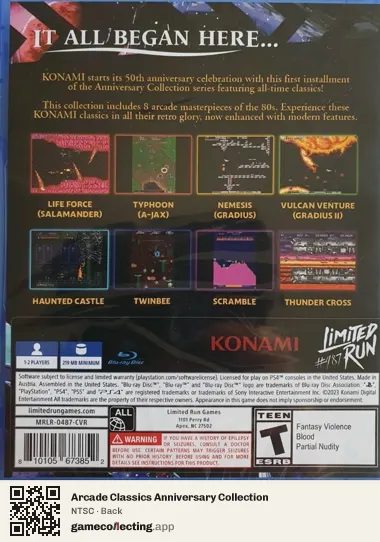 Arcade Classics Anniversary Collection PlayStation 4, NTSC box back