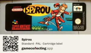 Spirou Super Nintendo Entertainment System, PAL cartridge label