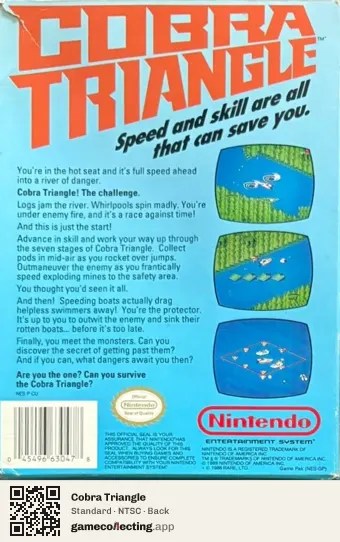 Cobra Triangle Nintendo Entertainment System, NTSC box back