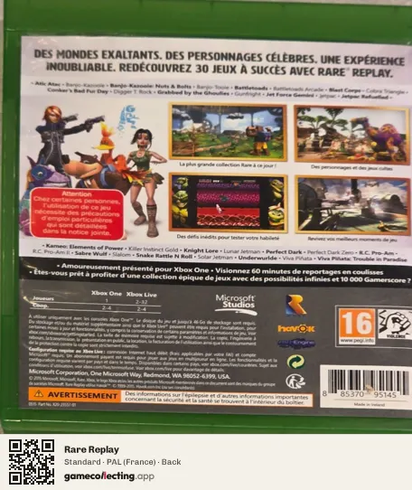 Rare Replay Xbox One, France box back