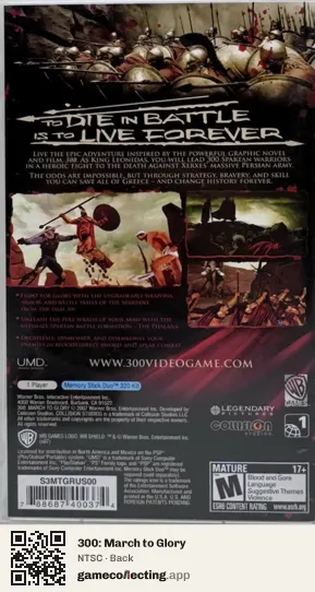 300: March to Glory PlayStation Portable, NTSC box back