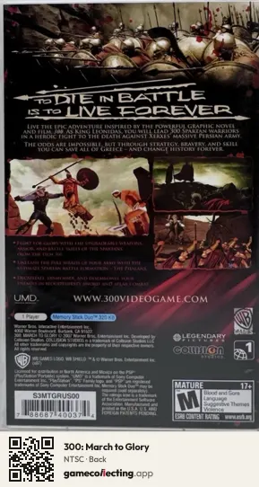 300: March to Glory PlayStation Portable, NTSC box back