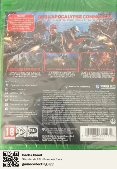 Back 4 Blood Xbox Series X, France box back
