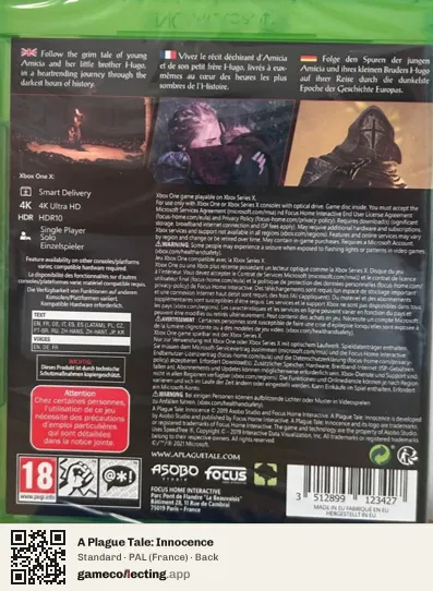 A Plague Tale: Innocence Xbox One, France box back