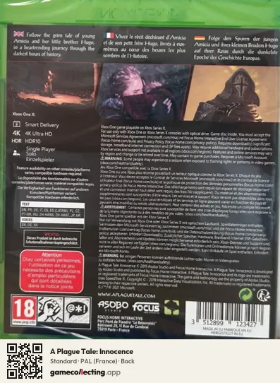 A Plague Tale: Innocence Xbox One, France box back