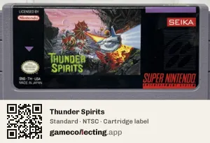 Thunder Spirits Super Nintendo Entertainment System, NTSC cartridge label