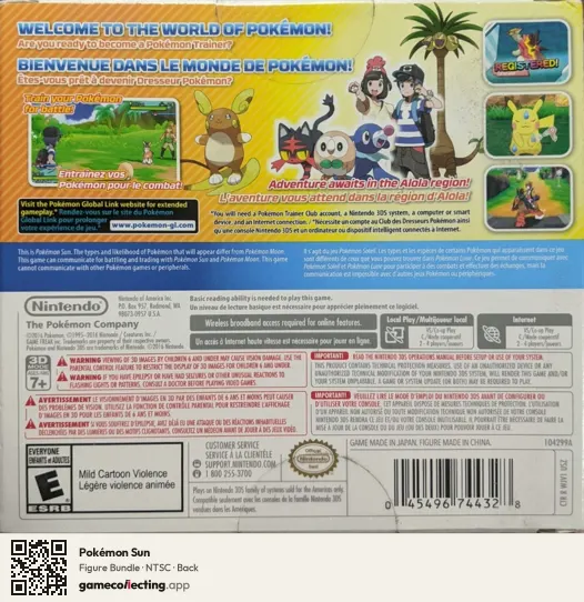 Pokémon Sun Nintendo 3DS, NTSC box back