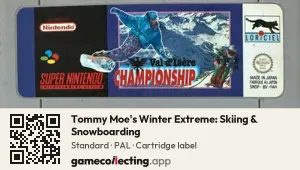 Tommy Moe's Winter Extreme: Skiing & Snowboarding Super Nintendo Entertainment System, PAL cartridge label