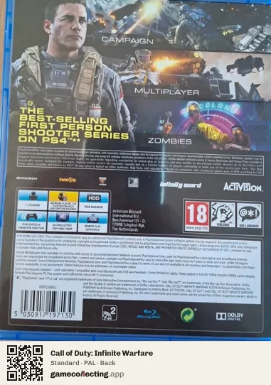 Call of Duty: Infinite Warfare PlayStation 4, PAL box back