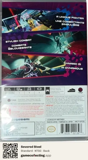 Severed Steel Nintendo Switch, NTSC box back
