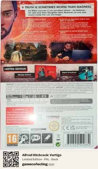 Alfred Hitchcock: Vertigo Nintendo Switch, PAL box back