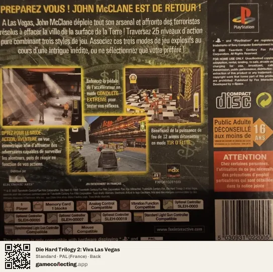 Die Hard Trilogy 2: Viva Las Vegas PlayStation, France box back