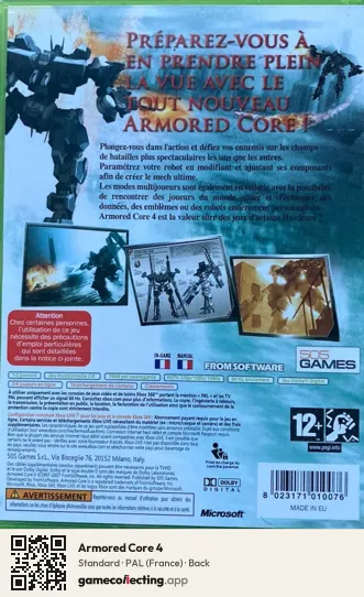 Armored Core 4 Xbox 360, France box back