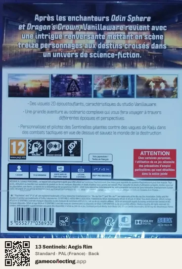 13 Sentinels: Aegis Rim PlayStation 4, France box back