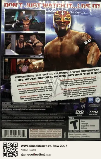 WWE SmackDown vs. Raw 2007 PlayStation 2, NTSC box back