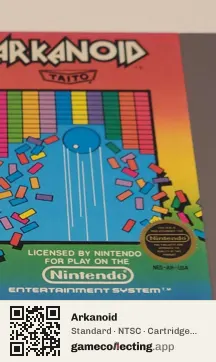 Arkanoid Nintendo Entertainment System, NTSC cartridge label